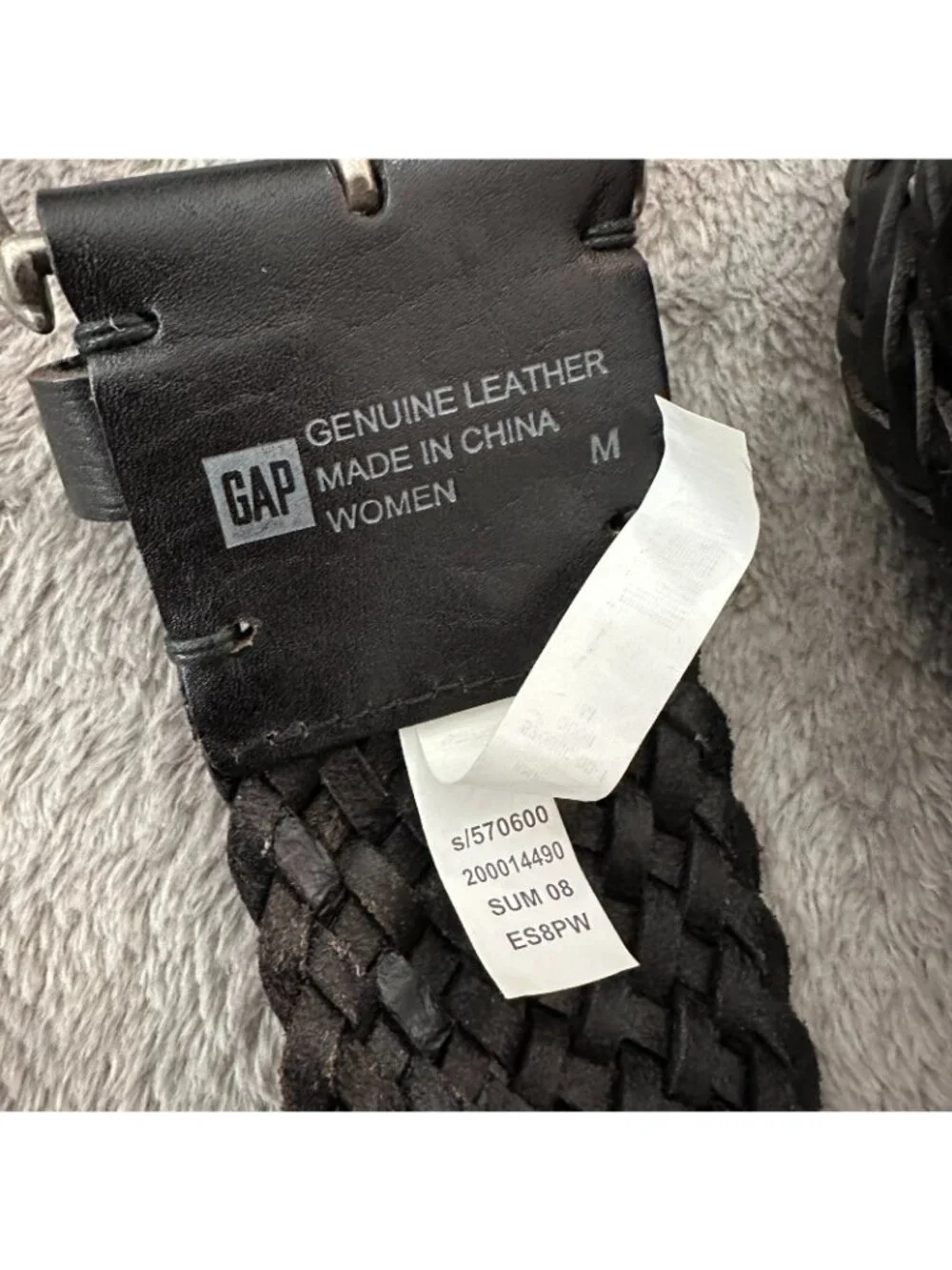 Y2K Gap Wide Woven Braided Black Leather Belt Womens MEDIUM